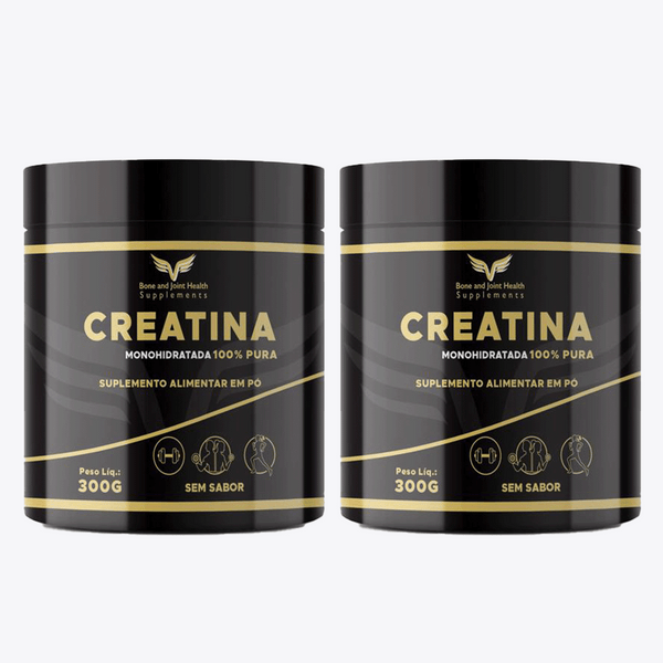 Kit com 02 Creatinas Mono Hidratada 100% Pura Pote de 300g Sem Sabor
